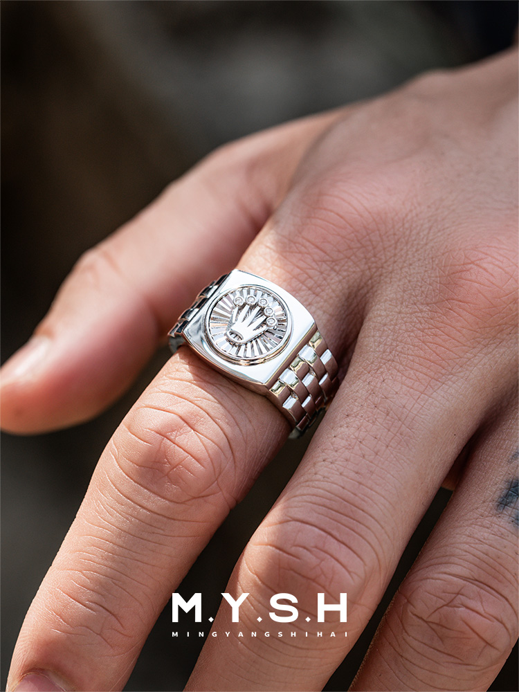 S925 Luxury Crown Signet Ring for Men-MYSH