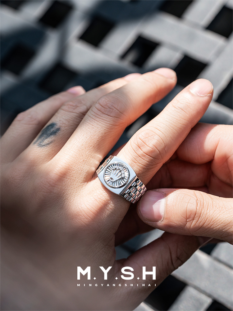 S925 Luxury Crown Signet Ring for Men-MYSH