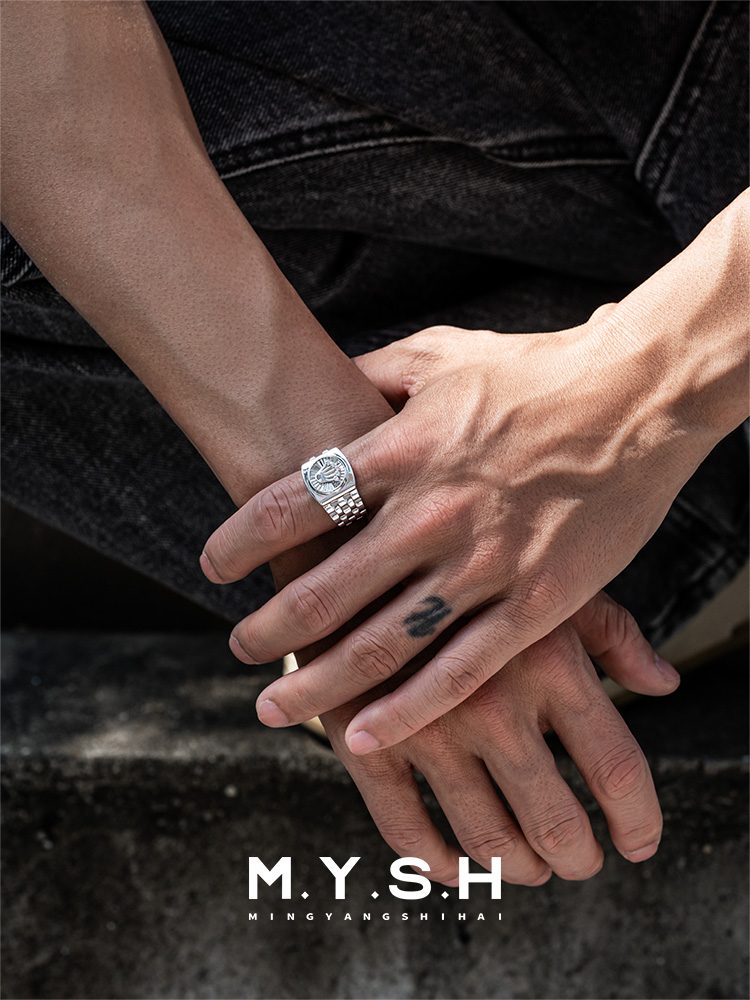 S925 Luxury Crown Signet Ring for Men-MYSH