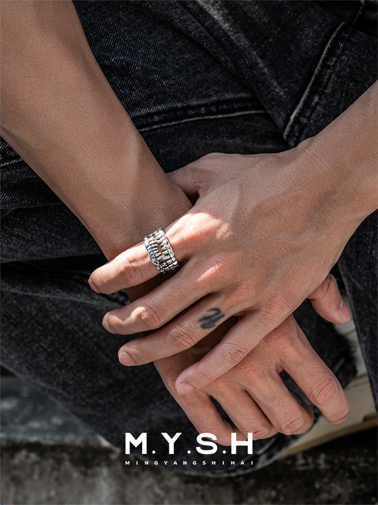 S925 Silver Predator Fang Bite Duo Ring (2-in-1)-MYSH