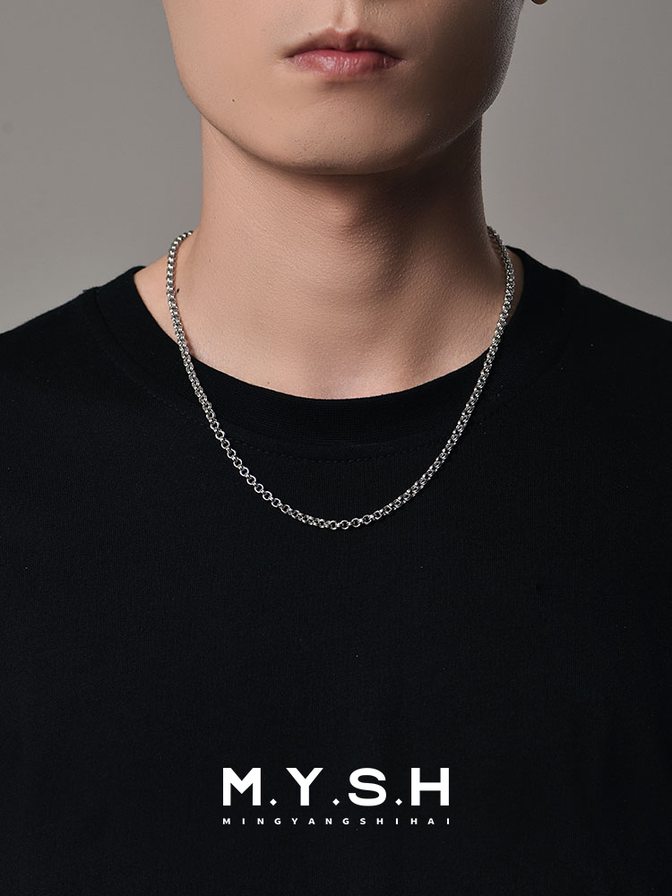 S925 Silver Thick Double O-Ring Cuban Chain Necklace