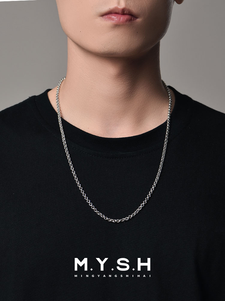 S925 Silver Thick Double O-Ring Cuban Chain Necklace