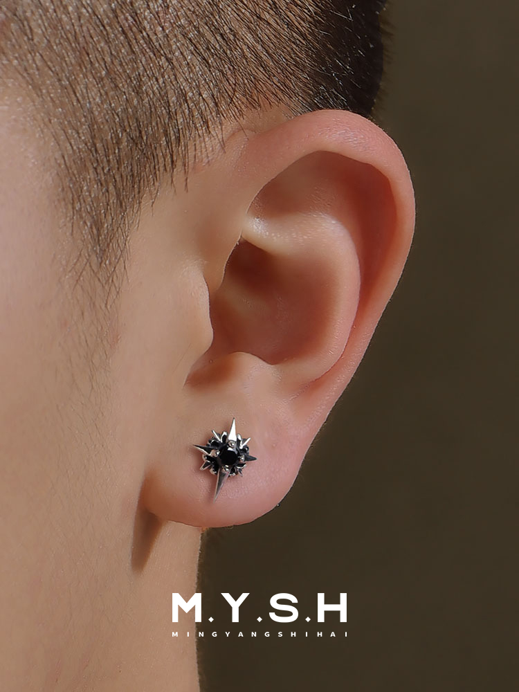 Black Onyx Starburst Stud Earrings