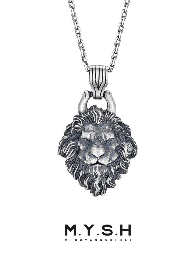 S925 Silver 3D Lion Head Pendant Necklace