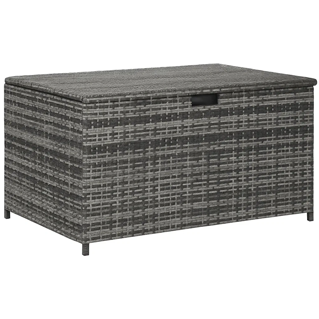 Scatola di stoccaggio bauletto contenitore in polyrattan grigio 120x60x50 cm