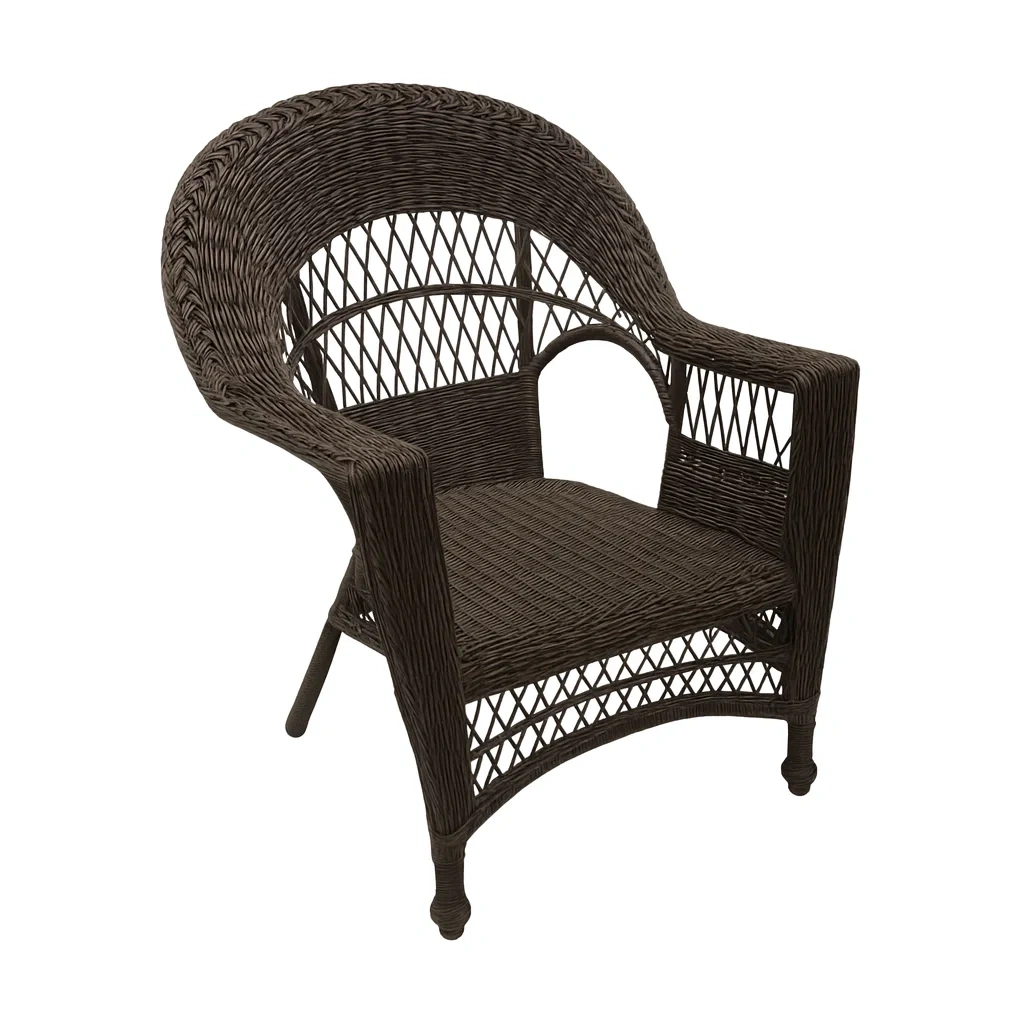 Poltrona in rattan intrecciato marrone per esterni 85x70x90 cm