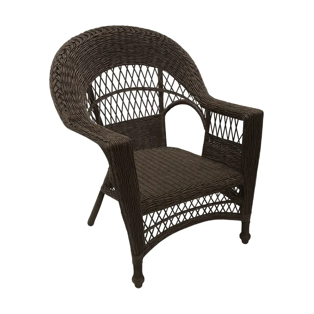 Poltrona in rattan intrecciato marrone per esterni 85x70x90 cm