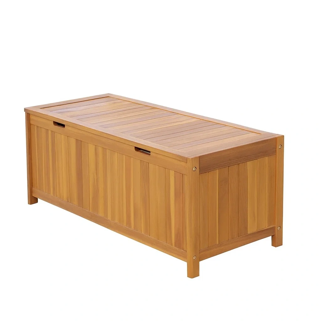 Scatola di stoccaggio rettangolare in legno di teak 120x45x50 cm