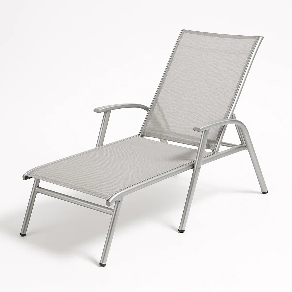 Sdraio da esterno lettino prendisole alluminio con tessuto a rete grigio 200x65x90 cm