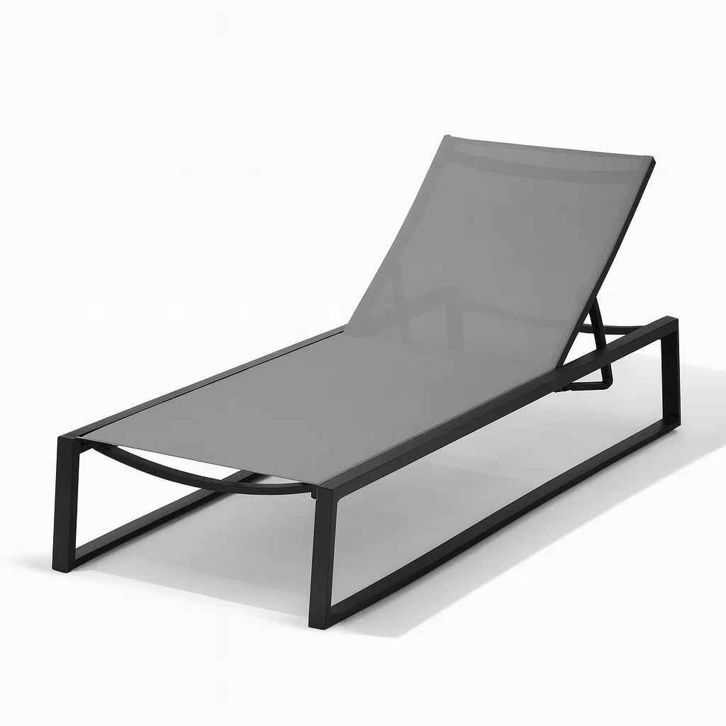 Sdraio da esterno da giardino in alluminio e tessuto traspirante grigio