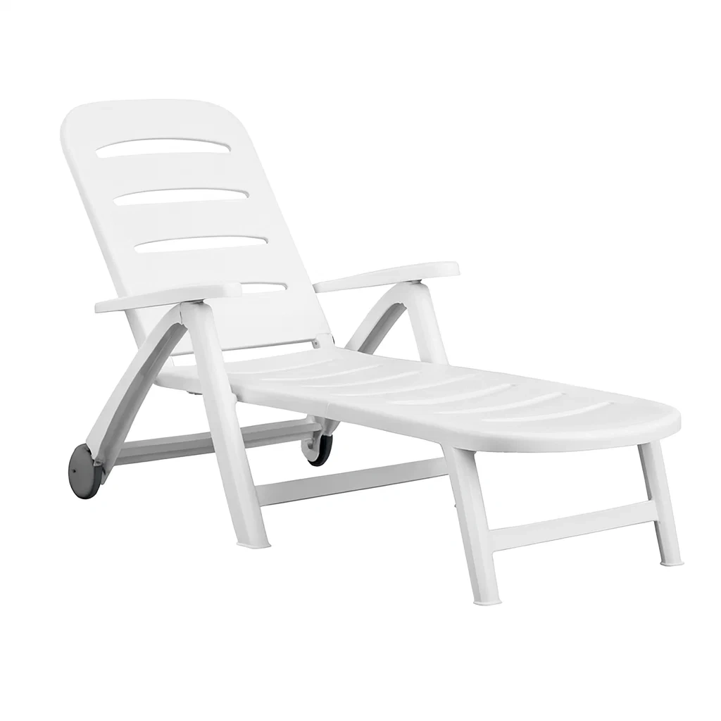 Sdraio da esterno lettino prendisole da giardino in polipropilene bianco