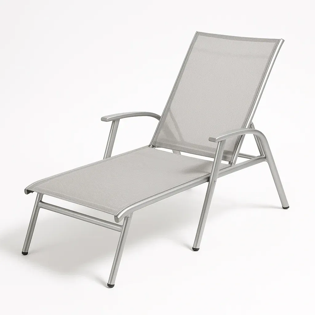 Sdraio da esterno lettino prendisole alluminio con tessuto a rete grigio 200x65x90 cm