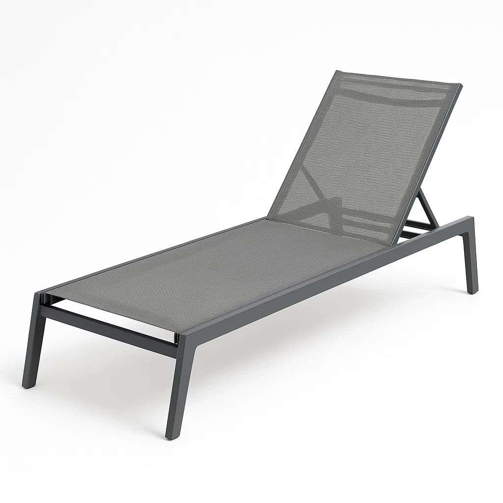 Sdraio da esterno lettino prendisole in alluminio e textilene grigio