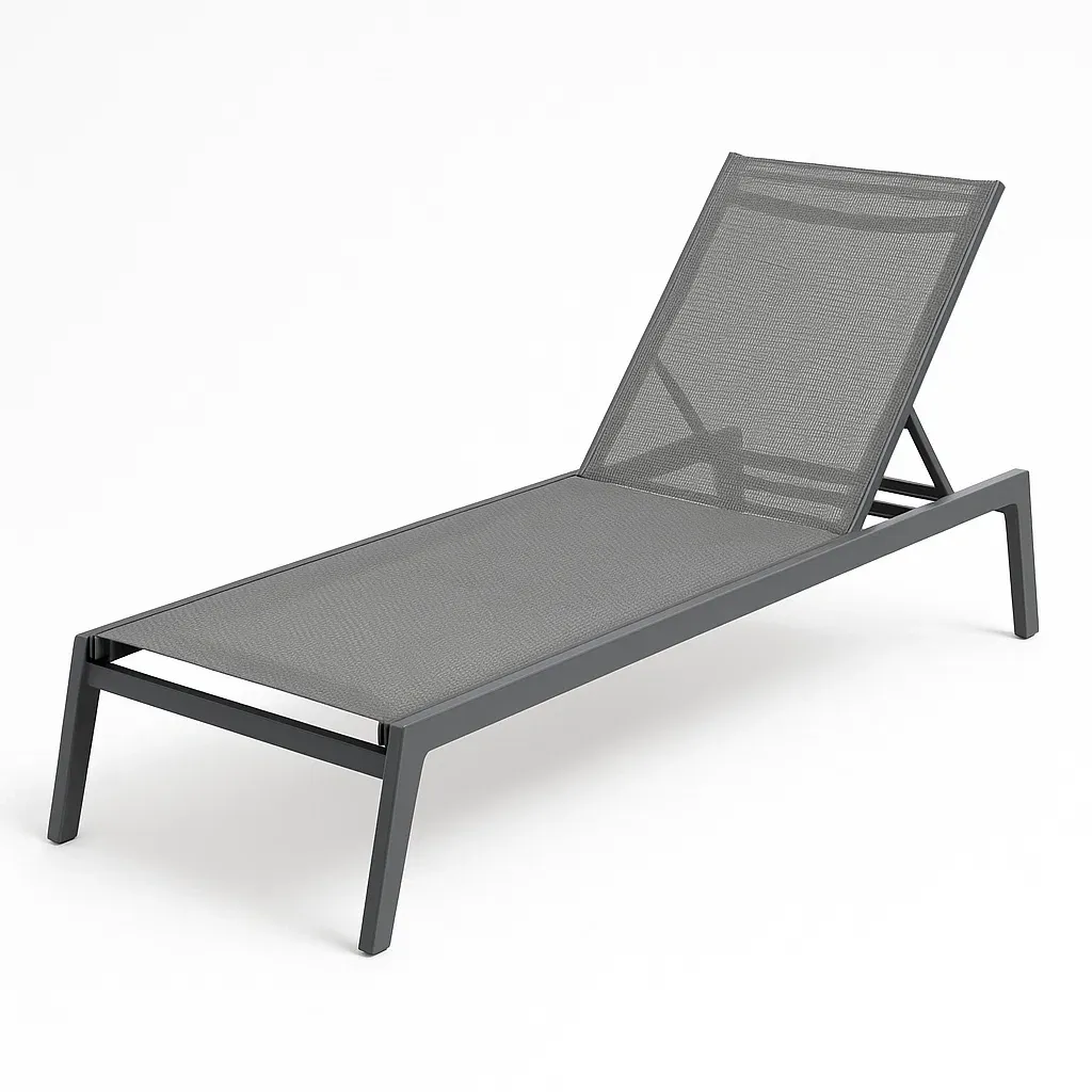 Sdraio da esterno lettino prendisole in alluminio e textilene grigio