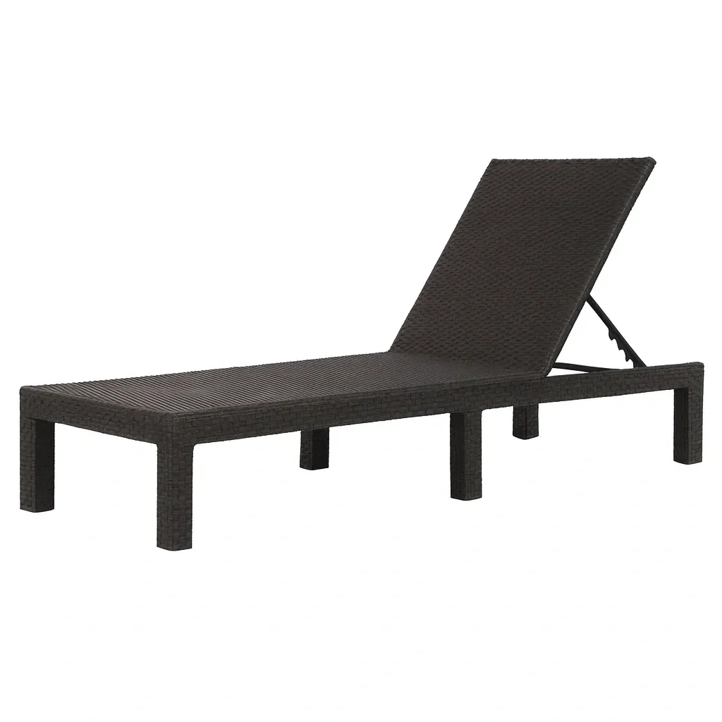 Sdraio da esterno lettino prendisole in rattan sintetico marrone regolabile