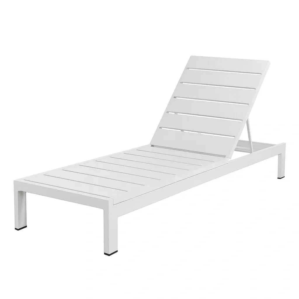Sdraio da esterno in alluminio bianco regolabile per esterni 200x65x35 cm
