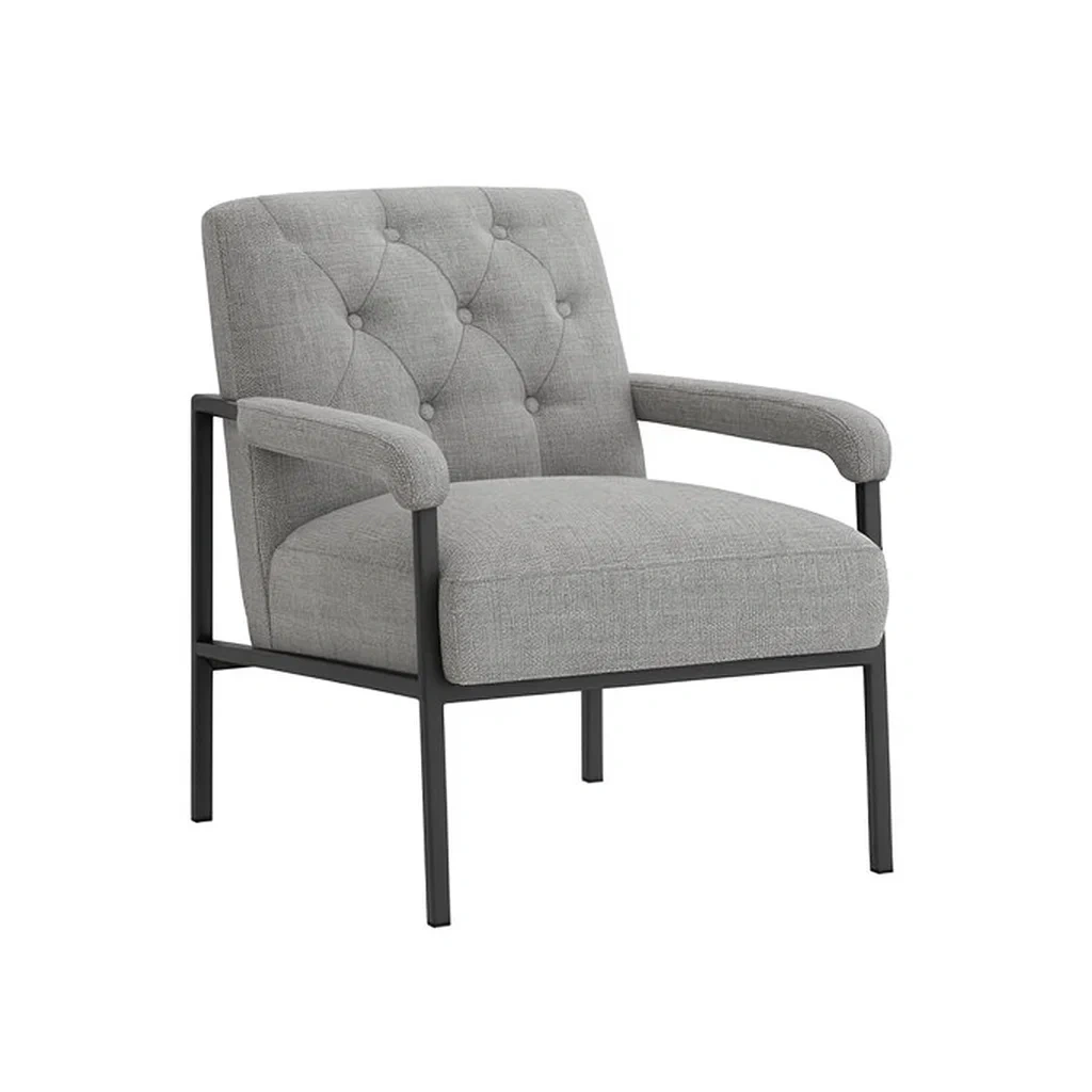 Poltrona in tessuto poliestere grigio con struttura in metallo 75x70x90 cm