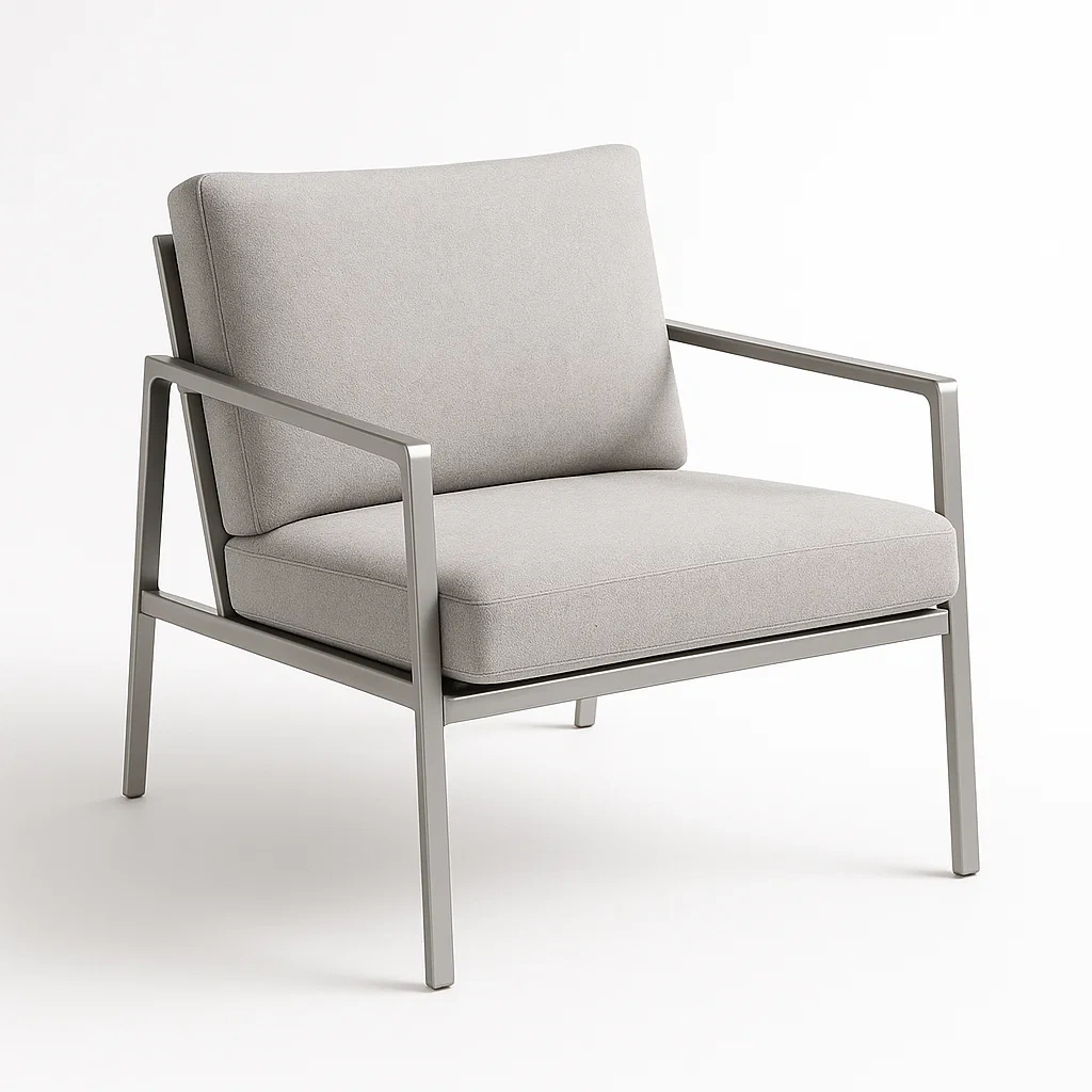 Poltrona in alluminio con cuscini grigi 75x70x80 cm