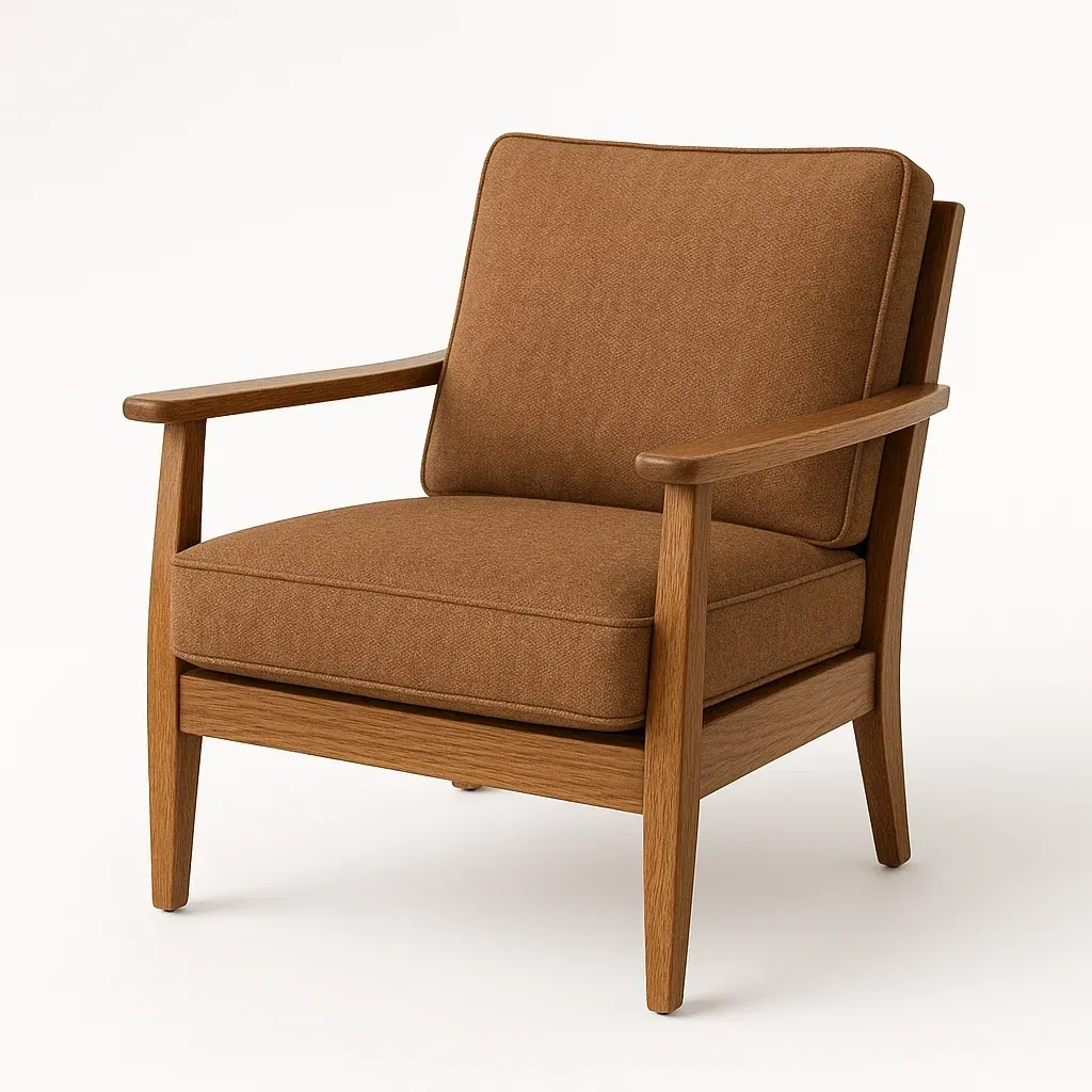 Poltrona in legno e tessuto marrone 75x80x85 cm