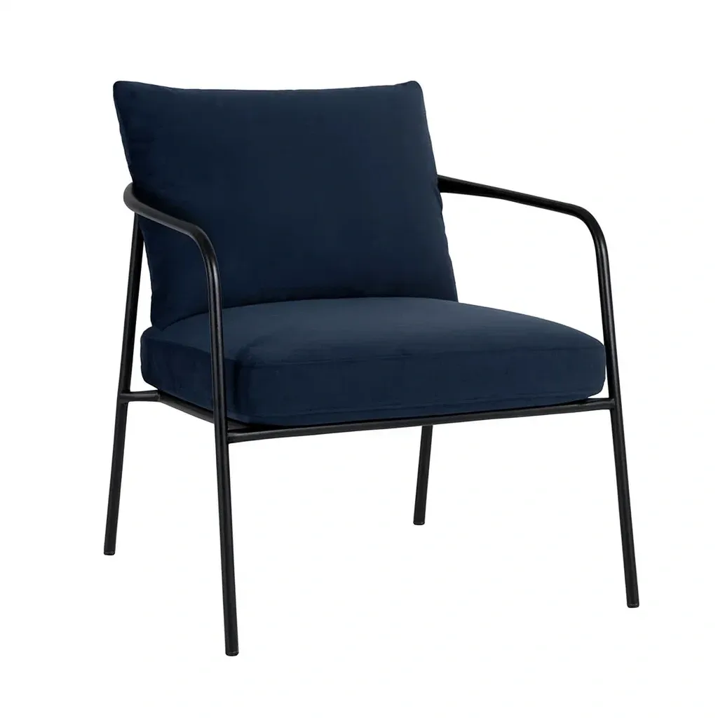 Poltrona in metallo e tessuto blu scuro 74x81x85 cm