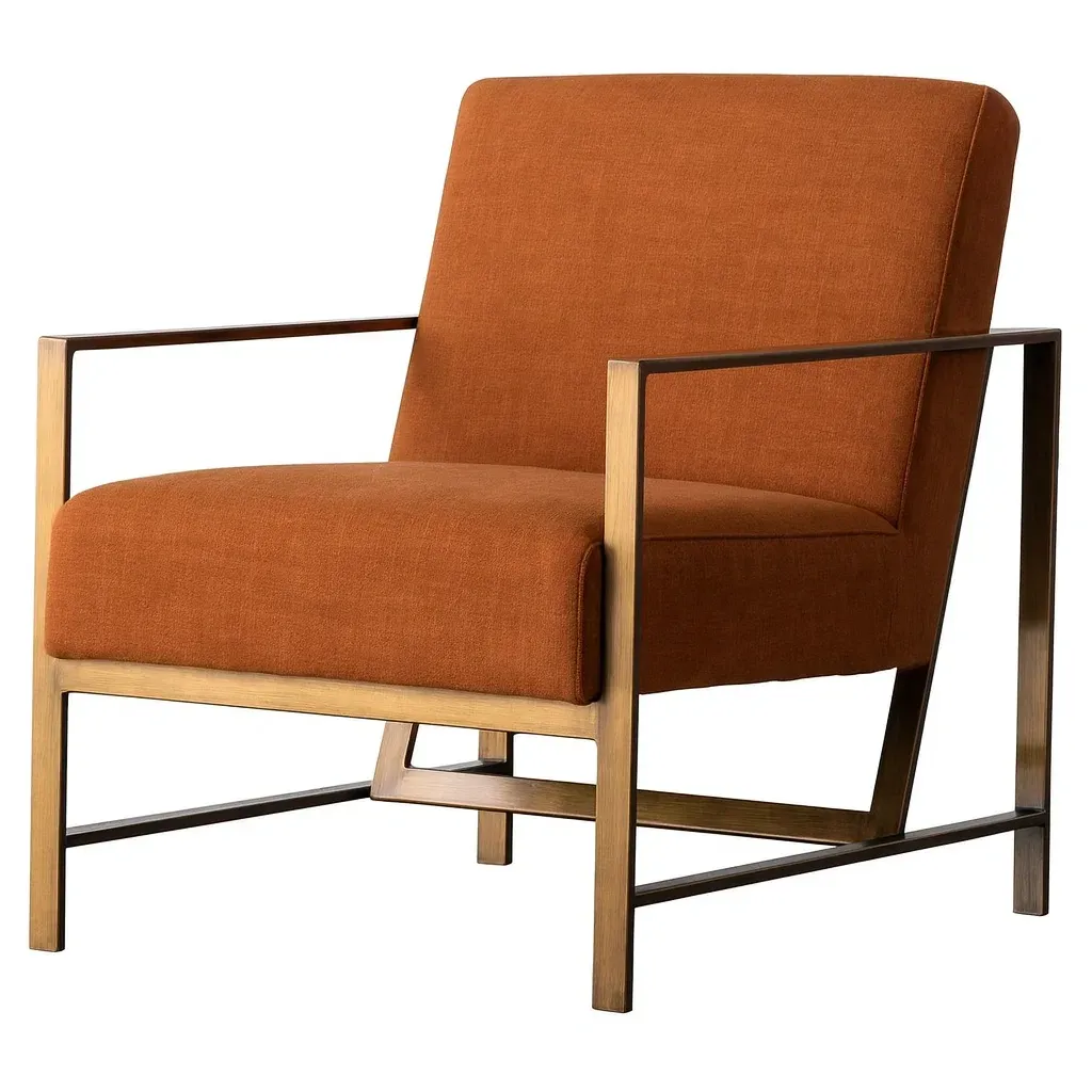 Poltrona in tessuto poliestere arancione struttura in metallo