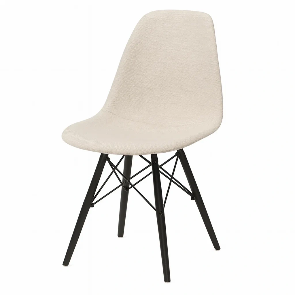 Sedia da pranzo in tessuto beige con gambe in metallo-FURNARK