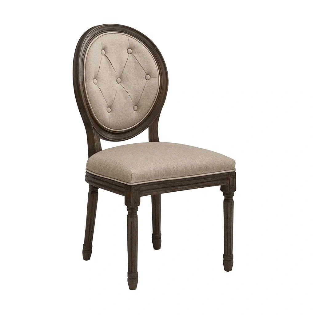 Sedia da pranzo in legno faggio con seduta in lino beige-FURNARK