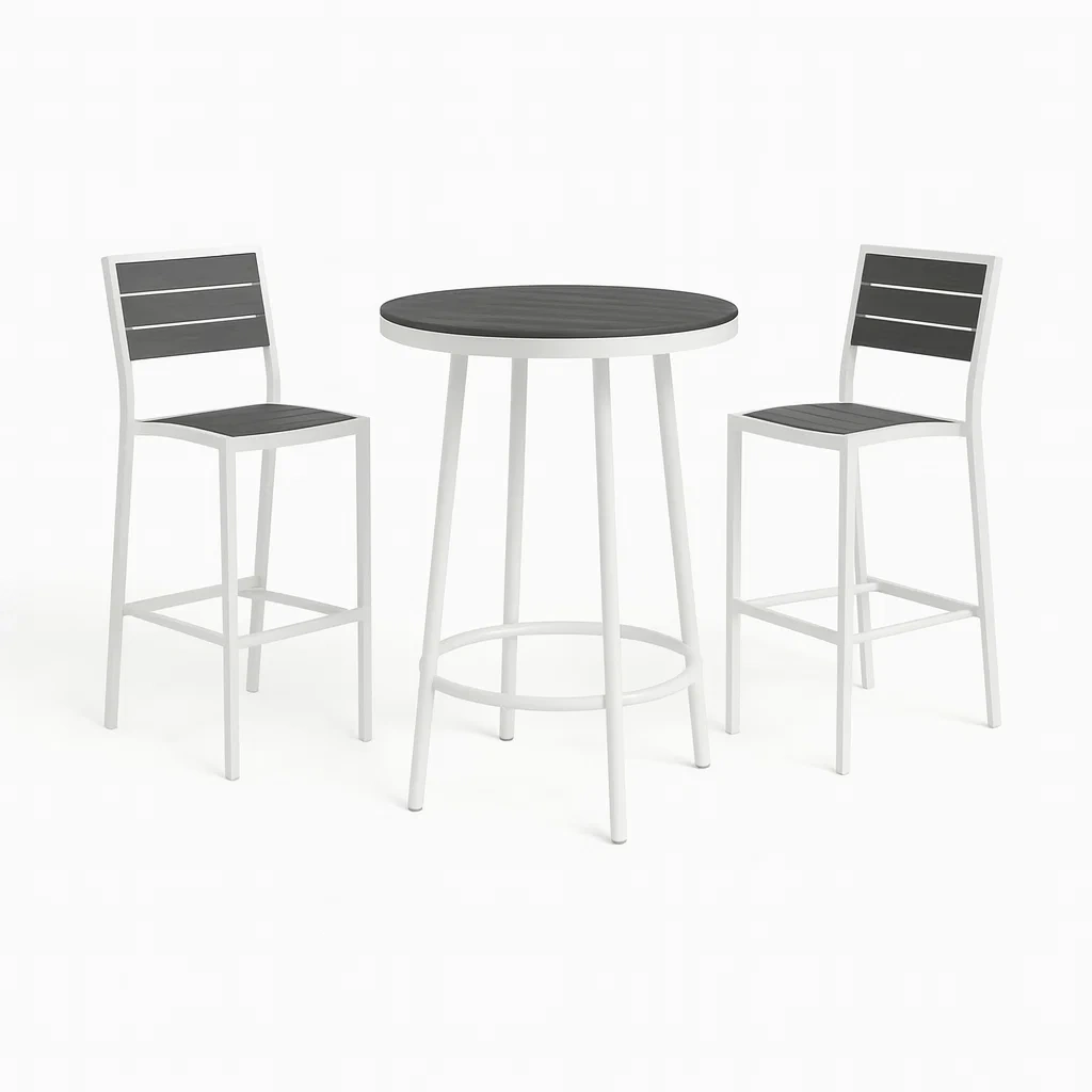Set bar da terrazzo con sgabelli alti