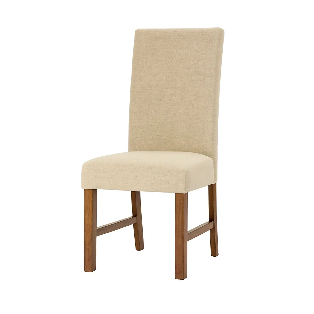Sedia da pranzo in legno con rivestimento in tessuto beige-FURNARK