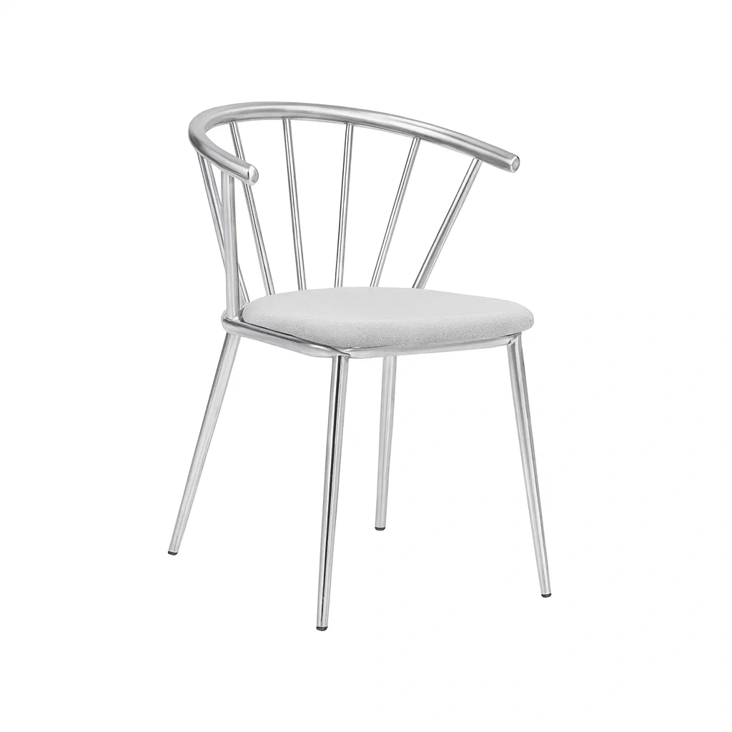 Sedia da pranzo in metallo argento con seduta in poliestere-FURNARK