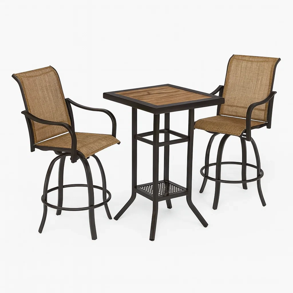 Set bar da terrazzo con sgabelli alti