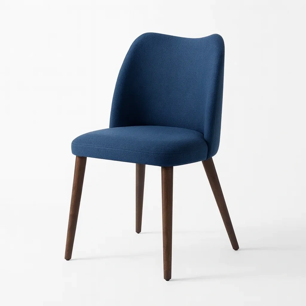 Sedia da pranzo in legno di faggio e tessuto blu-FURNARK