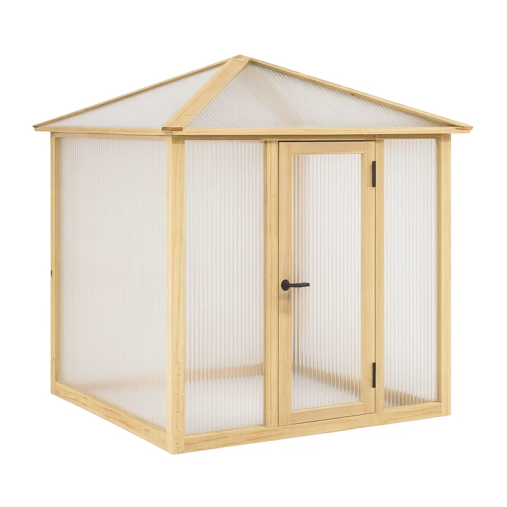 Serra da giardino in legno e policarbonato trasparente 180x180x210 cm-FURNARK