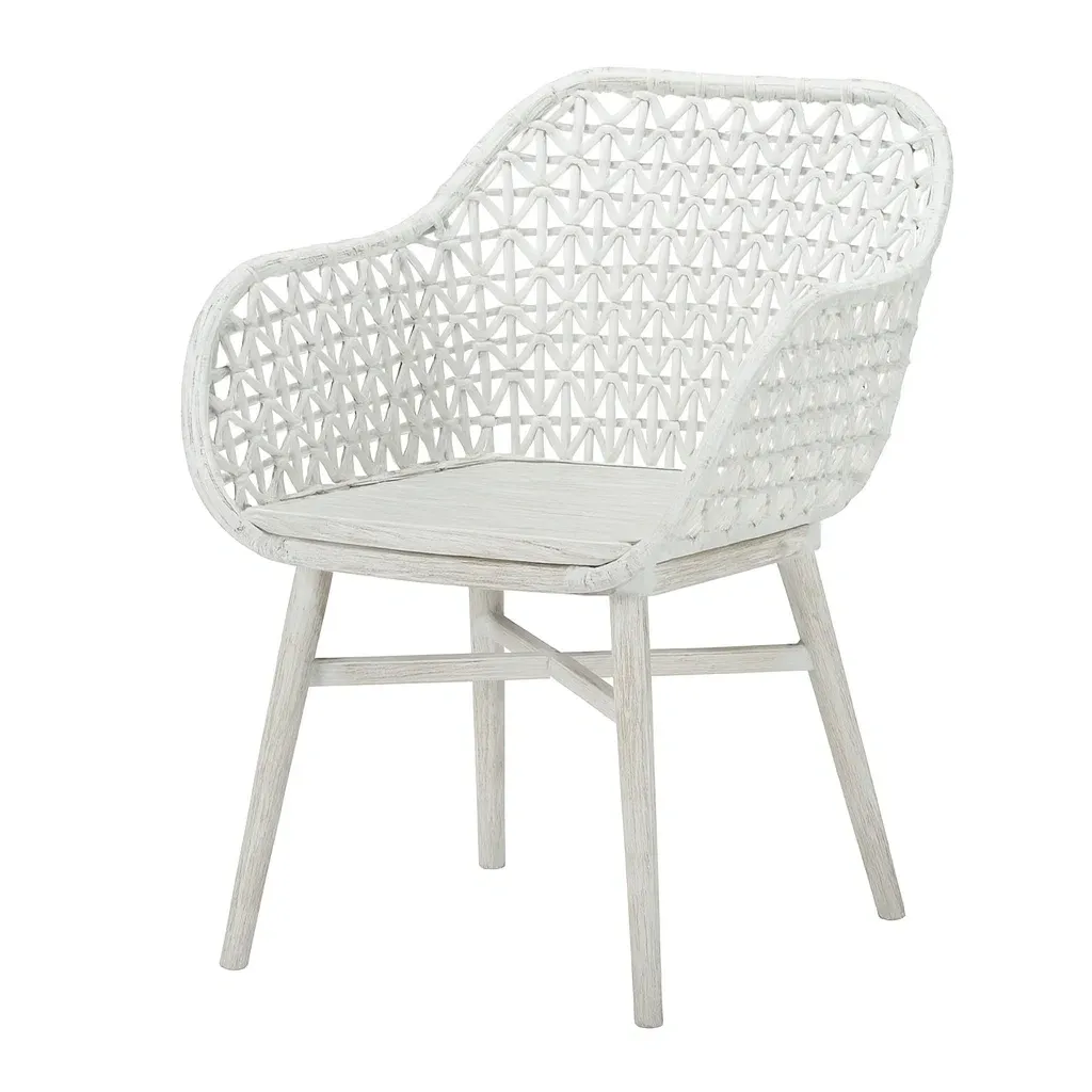 Sedia in rattan e legno bianco-Sofiruno