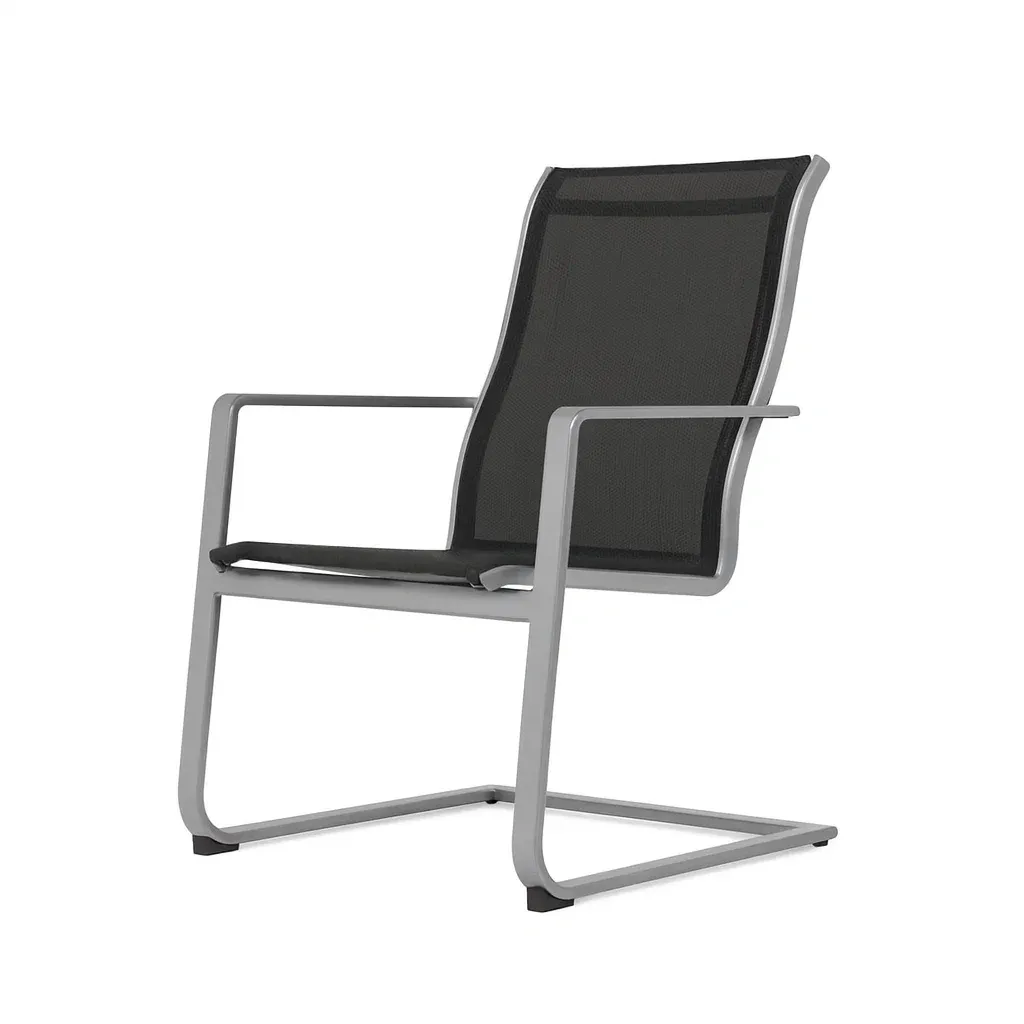 Sedia in metallo con seduta in textilene nero-Sofiruno