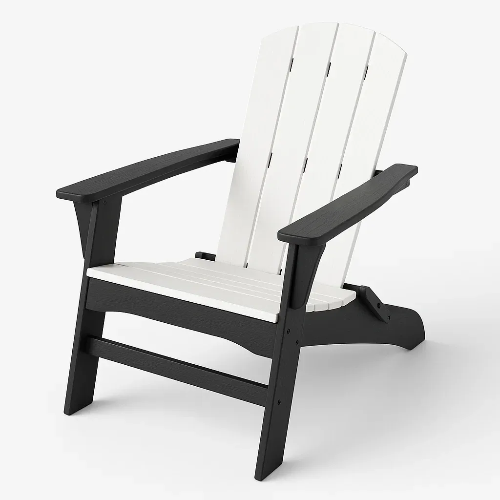 Sedia Adirondack in plastica HDPE bianco/nero-Sofiruno