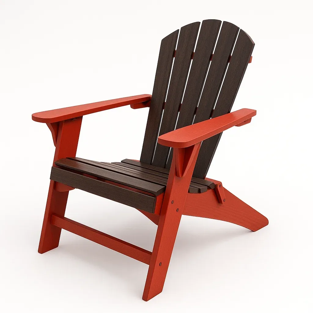 Sedia Adirondack pieghevole in polietilene rosso e marrone-Sofiruno