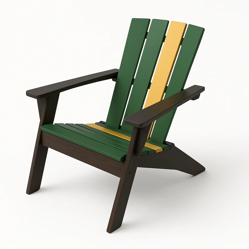 Sedia Adirondack in legno composito verde e giallo 90x75x90 cm-Sofiruno