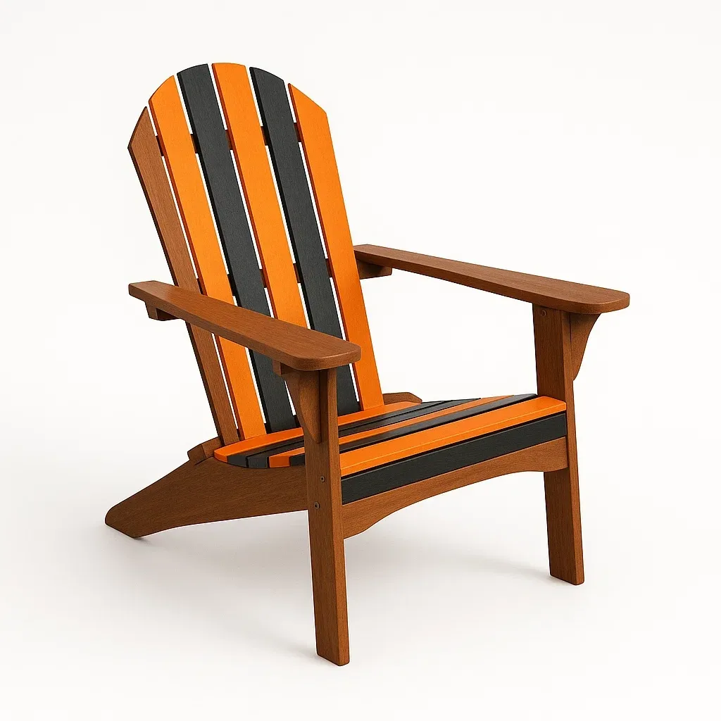 Sedia Adirondack in legno e policarbonato arancione/nero-Sofiruno