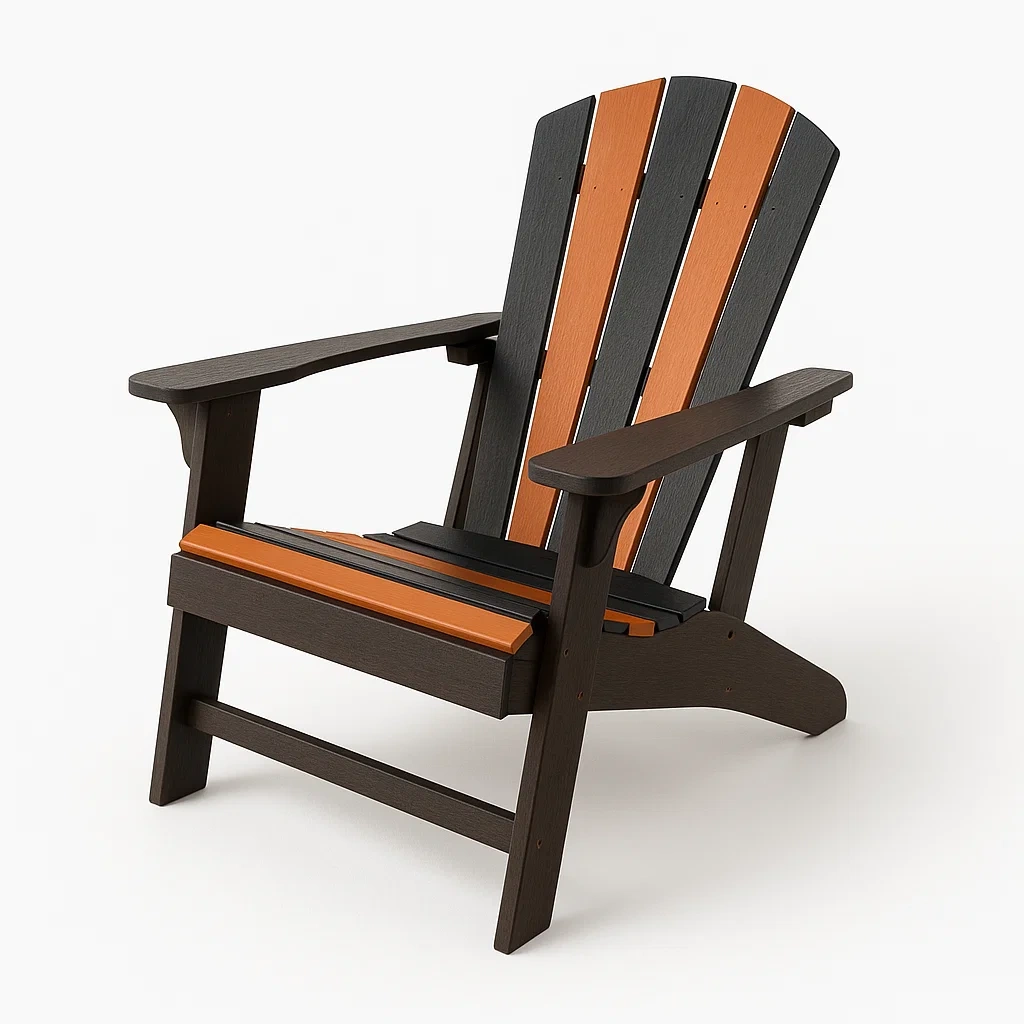 Sedia Adirondack in plastica HDPE marrone e arancione 90x88x93 cm-Sofiruno