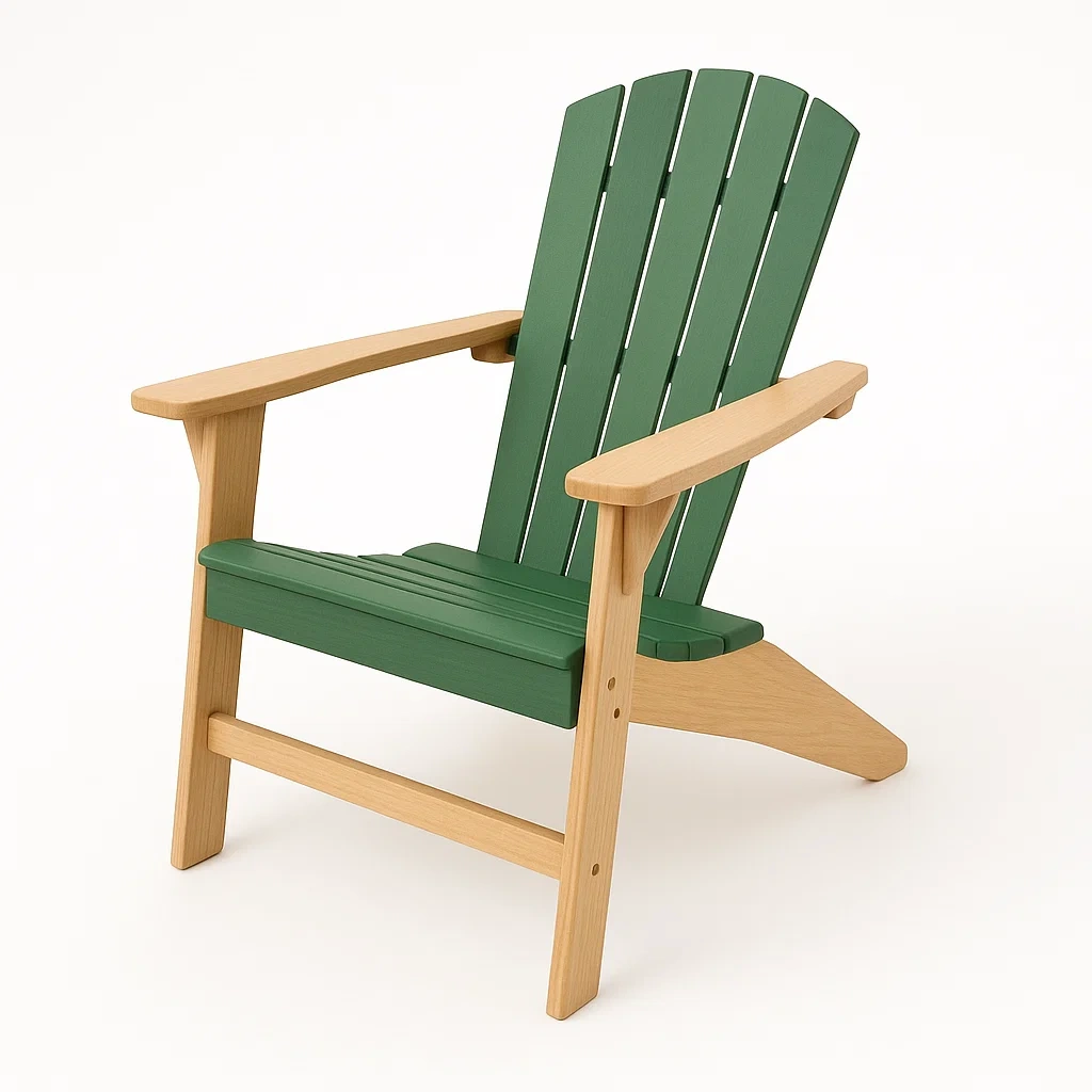 Sedia Adirondack da giardino in legno con seduta verde-Sofiruno