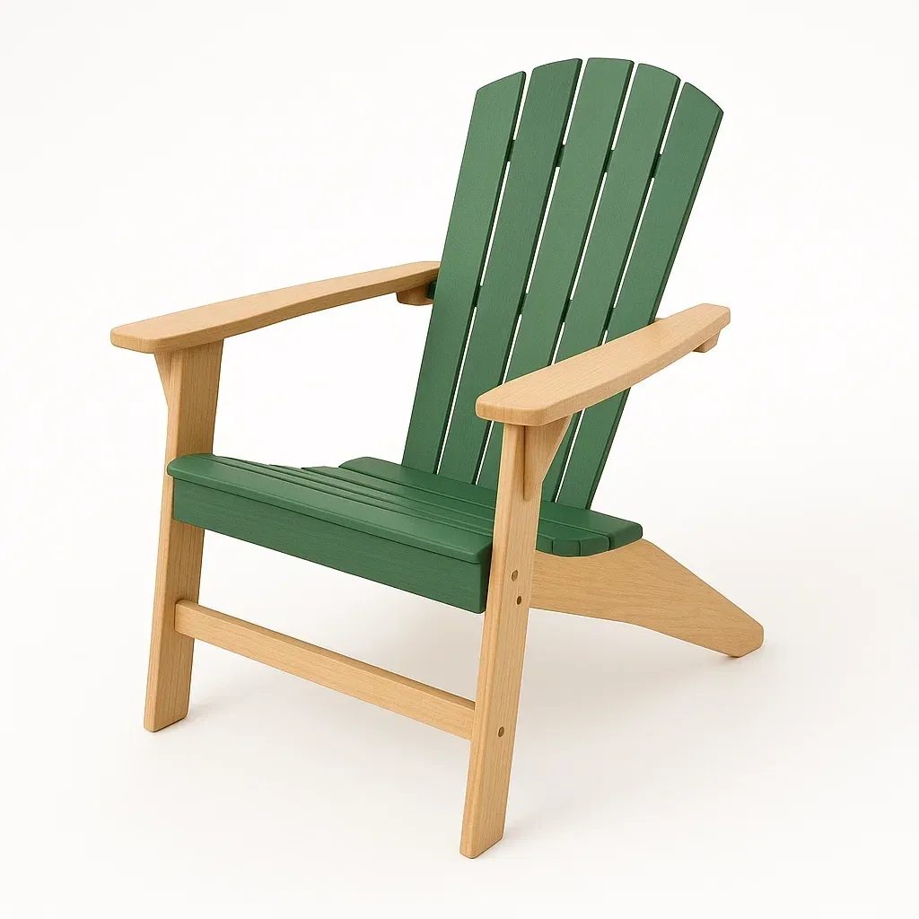 Sedia Adirondack da giardino in legno con seduta verde-Sofiruno