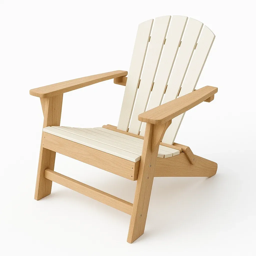 Sedia Adirondack in legno e plastica bianco/naturale-Sofiruno
