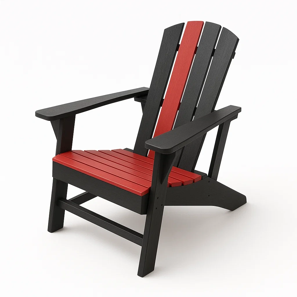 Sedia Adirondack da esterno in legno composito nero e rosso-Sofiruno