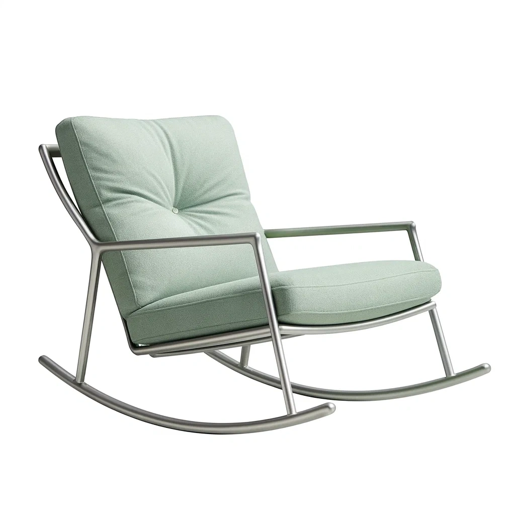 Sedia a dondolo acciaio tessuto verde 90x65x75 cm-Sofiruno