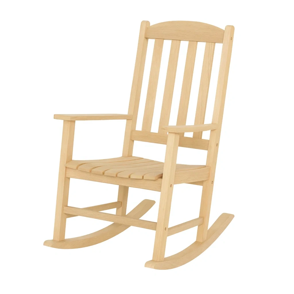 Sedia a dondolo da terrazzo in legno di rovere per esterni-Sofiruno