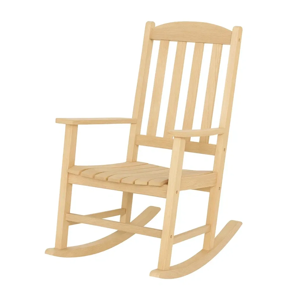 Sedia a dondolo da terrazzo in legno di rovere per esterni-Sofiruno