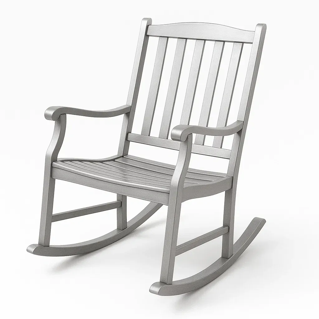 Sedia a dondolo da terrazzo in metallo effetto argento-Sofiruno