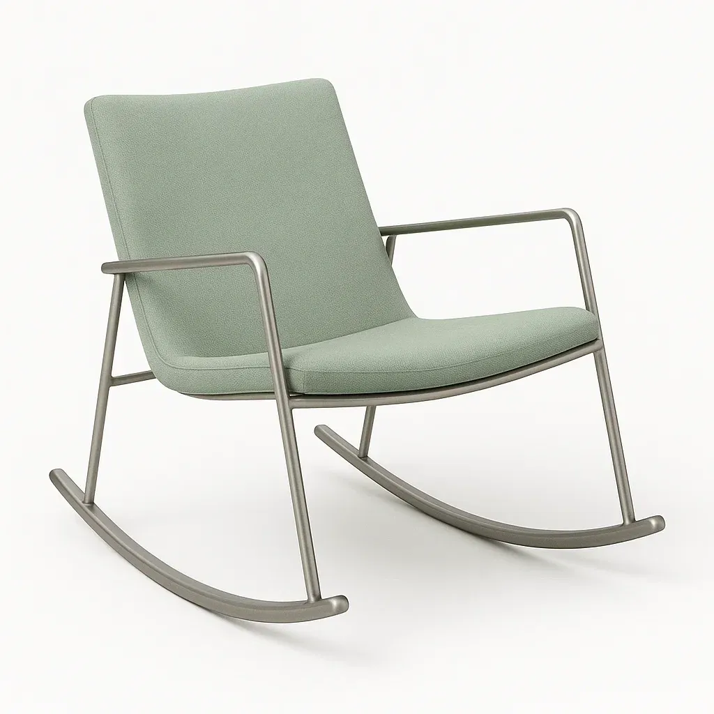 Sedia a dondolo in acciaio con tessuto verde-Sofiruno