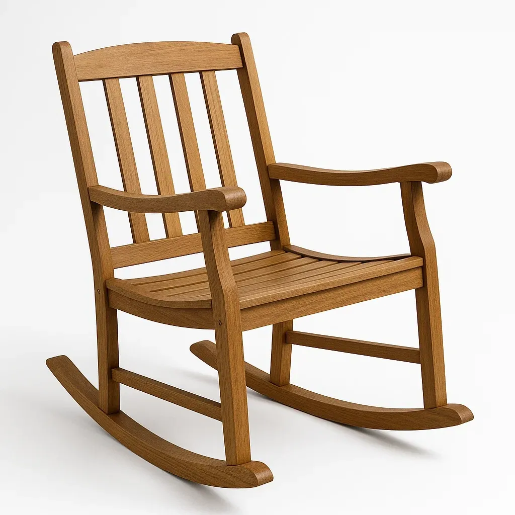 Sedia a dondolo da terrazzo in legno di rovere-Sofiruno